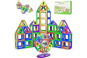 Desire Deluxe 94 PEZZI Costruzioni Magnetiche per Bambini Gioco Educativo e Creativo per Bimbi da 3 Anni Plastica ABS Alimentare Atossica 94 Blocchi Magnetici con Angoli Smussati Diverse Forme