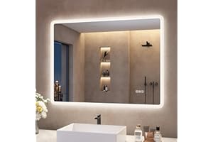 S'bagno Espejo-Baño-con-Luz 60x80 cm, Espejo-Baño-Led-Bluetooth, Antivaho, 3 Colores, Regulable, Memoria, Vidrio Templado HD, Resistente Al Agua IP44, Vertical/Horizontal
