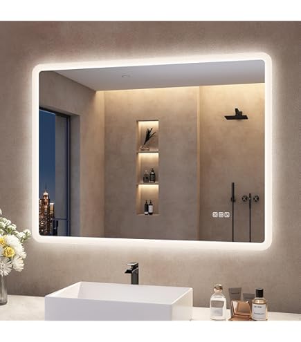 Miroir Lumineux Miroir Salle De Bain AICA 120x70cm LED - 3 Couleurs Dimmable Anti-buée - IP44 - Installation Murale Miroir Anti-buée