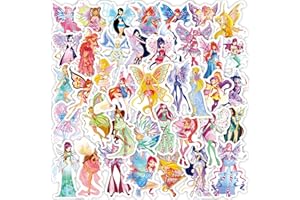 KOWASO 50 pezzi adesivi butterfly fairy decalcomanie per bottiglia d'acqua laptop bagagli auto bici bicicletta adesivi in ​​vinile impermeabili confezione