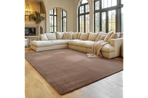 SIMPEX Tapis Brun 200x280 cm Tapis à Poils Courts Lavable, Doucement Antidérapant et Design Monochrome Moderne pour Salon, Chambre, Cuisine et Chambre d'enfant