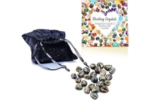 Healing Crystals India Golden Lettering Engraved Alphabets Rune Stones, Metaphysical Witchcraft Supplies Runes Kit for Divination and Spiritual Wellness (Bloodstone Tumbled Runes, Without Altar Cloth)