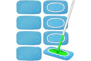 Yikki 8 Pièces serpillière réutilisables en Microfibre, Lingettes Humides Recharge Compatibles avec Swiffer Sweeper, Lavables pour Nettoyage Humide