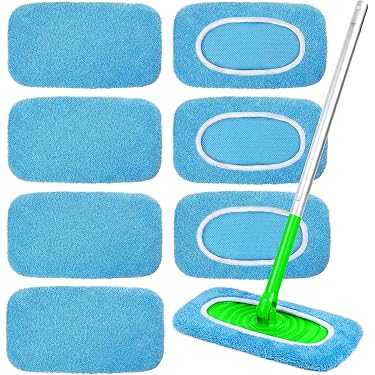10 Panni Di Ricambio In Microfibra Per Mocio Bagno E Asciutto, 25x11,5 Cm, Lavabili E Riutilizzabili, Per Pavimenti In Legno E Piastrelle