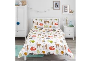 Bloomsbury Mill - Waldtiere - Bettwäscheset für Kinder - Bettbezug 200cm x 200cm und 2 Kissenbezüge für Doppelbett