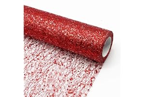 GEERDAN Rotolo di Tulle, 30CMx10Yards Bobina di Tulle Glitter, Adatto per Feste, Matrimoni, Runner in Pizzo, Fascia per Sedia, Materiale Tutù, Decorazioni per Alberi di Natale o Artigianato Fai-Da-Te (Rosso)