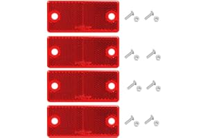 DARKGUARD Riflettore Rettangolari Avvitare Rosso per Rimorchio, Catarifrangente Rettangolare Rosso Posteriore per Auto Rimorchio Caravan con E-Mark, 90x40x8mm（Rosso-Rettangolari-Avvitare-4Pezzi）