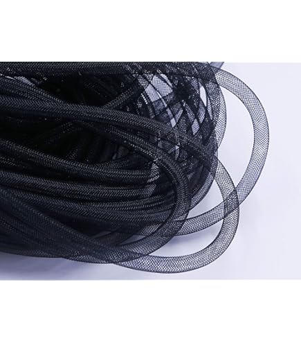 YYCRAFT Tubo In Rete Metallica 9,1 Mt - CRIN Tubolare Per Ghirlande E Decorazioni - Nero Brillante 16 Mm