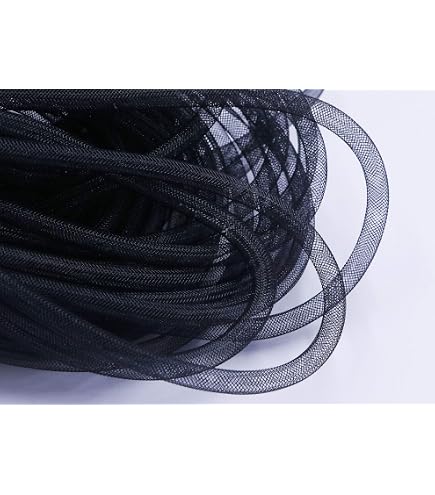YYCRAFT Tubo In Rete Metallica 9,1 Mt - CRIN Tubolare Per Ghirlande E Decorazioni - Nero Brillante 16 Mm