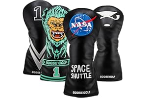 GOOSE GOLF Copri mazze da golf per Driver Legni e Ibridi – Compatibili con tutte le marche Chiusura elastica – Coperture premium – Cappucci con interno morbido e rotella di identificazione – Proteggono le mazze