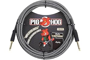 Pig Hog Vintage Series Instrument Cable, Amplifier Grill, 3 m/10 ft, 6.35 (1/4 Inch) to 6.35 (1/4 Inch), High Quality, Woven
