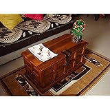 Kamoni Solid Sheesham Wood Rectangle Shape, Antique Look Coffee Table/Center Table Cum Storage Box/Blanket Storage Box/Trunk, Honey Brown, Lacquer Finish, Size: (40 x18 x18) inch