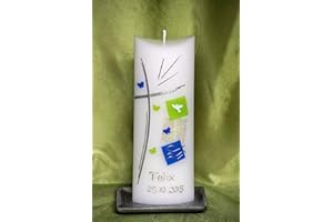 ‎SILKES-KERZENLADEN O 1 Christening Candle / Communion Candle in Special Shape with Lettering