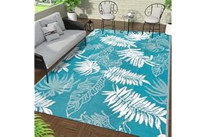 Falflor Alfombra reversible para exteriores, 150 x 245 cm, impermeable, grande, de plástico, ligera, para interiores y exteriores, alfombra de paja de plástico para camping, terraza, caravana, patio