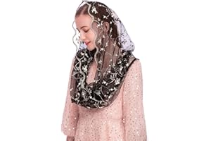 PAMOR Chapel Veils Mantilla Infinity Veil Latin Mass Little Flower Soft Embroidered Lace Head Covering Scarf