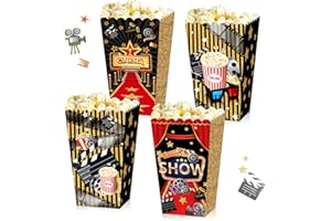 JeVenis 12Pcs Fournitures de Soirée Cinéma Boîtes à Popcorn de Petite Taille Movie Night Fournitures de Fête à Thème de Film Cotillons de Soirée Cinéma Sacs de Soirée Cinéma