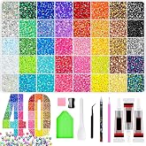 40 Colours Bedazzling Kit 3 mm, 32000 Jelly Resin Diamonds, Including Rhinestone Tweezer, Pencil and 3 Tubes of Glue 10 ml fo