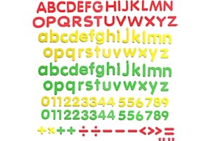 123 Lettres Anglais et Chiffres Magnétiques avec Majuscules et Minuscules Plus Symboles pour Alphabet Anglais Vocabulaire Math (Chacun Mesure Environ 3 cm x 3,8 cm)