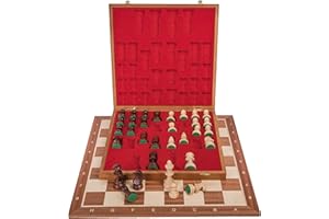 SQUARE GAME Square - Pro Set de Jeu d'échecs no 6 - Acajou Lux - Échiquier + Pièces d'échecs - Staunton 6