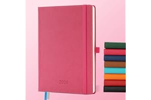 IN-LUXPRO Diary 2026 Planner: A5 Week to View (21.9x16.4 cm) 12 Months (Jan.-Dec.) Weekly & Monthly Planner with Month Tabs & Pocket, Expenses/Note Pages 100GSM Paper PU Leather Hardcover Rose Red