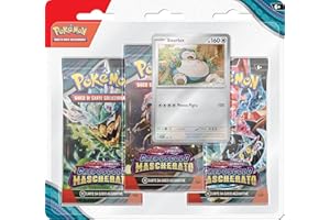 Confezione da tre buste di espansione con Snorlax dell’espansione Scarlatto e Violetto - Crepuscolo Mascherato del GCC Pokémon (tre buste e una carta promozionale olografica), edizione in italiano