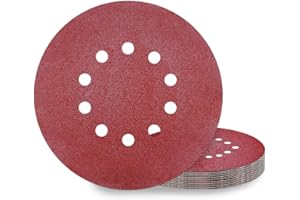 KONGMING Dischi Abrasivi 225 mm 10 pezzi 10 Fori Grana P80 Rotondi di Carta Vetrata per Levigatrici a Collo Lungo Smerigliatrici per Cartongesso Parete e Levigatrice a Soffitto
