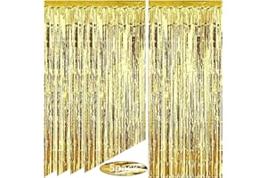 AIYONG Lametta Vorhänge,5 Stück 3 ft x 6,6 ft Mehrfarbig Lametta Vorhänge Bunt Folien Fransen Hintergrund Dekoration für Partydekor Geburtstags Weihnachten Karneval deko Faschingsdeko