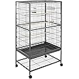 tectake 800449 Large Bird Cage, Aviary on Wheels, Parrot Budgerigar Canary - different Models (402287 | without Roof II)