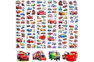 Chukua 12 Stück Cars Sticker, 3D Puffy Lightning Sticker Auto, Aufkleber Wasserfest, Sticker Jungen, Sticker Set Kinder Mitgebsel Kindergeburtstag Cars für Skateboards, Bottle, Schultaschen, Türen