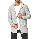 Redbridge Uomo Manica Lunga Cardigan Melange Maglione Moda Giacca con Cappuccio