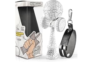 ASOLAND Kendama – Gioco in Legno Tradizionale - Giocattolo Giapponese per Bambini e Adulti - Migliora i Riflessi e la Destrezza - Kit Completo per Professionisti e Principianti ‎(Bianco E Nero)