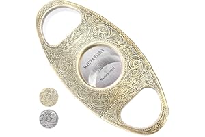 ‎SCOTT & WEBBER Scott & Webber® - Zigarrenschneider mit Doppelklinge aus Edelstahl - Zigarren Zubehör für großes Ringmaß - Inkl. Lederetui und edler Verpackung (Gold/Bronze)