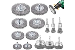 Omtofo 14 Pièces Brosse Métallique pour Perceuse, 6mm Tige Hexagonale Brosse Metal, Brosse Métallique Perceuse pour l'élimination de la Rouille/Corrosion/Peinture