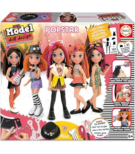 Educa - My Model Doll Design Pop Star | Crea e progetta la tua bambola | Include più di 150 look e più di 40 accessori per personalizzare la tua bambola