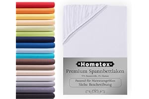‎HOMETEX PREMIUM TEXTILES Premium Boxspringbett Spannbettlaken 180-200 x 200-220 cm, Spannbetttuch Bettlaken für Boxspringbett und Wasserbett, Oeko-TEX Made IN Green, Matratzen bis 35cm, Weiß