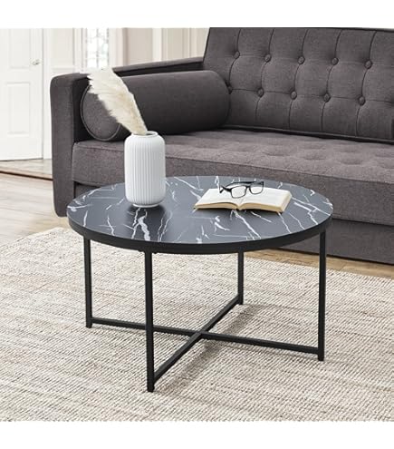 En.casa] Table Basse Ovale Table De Nuit De Chevet Stylée Panneau De