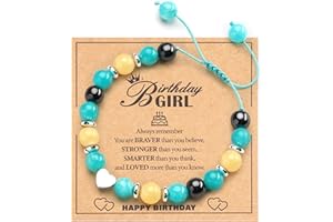 CASSIECA Gifts for Teenage Girls Heart Charm Natural Stone Bracelets for Daughter/Granddaughter/Birthday Gifts for Girls