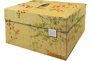 Dutch Design Brand Boîtes de rangement décoratives avec couvercle - Dimensions : 38,9 x 31,8 x 21,1 cm - Carton recyclable certifié FSC (impression : fleur japonaise)