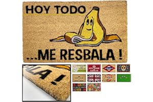 LUCA HOME LucaHome - Felpudo Entrada casa Original y Divertido de Coco Natural - Felpudo me resbala 40x70 - Ideal para Puertas de Exteriores Cubiertas, pasillos y entradas de hogares