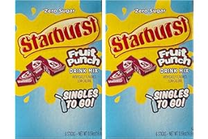 GREEDY GECKO Starburst Fruit Punch Sugar Free Bundle - Singles to Go Drink Mix 12 Sachets