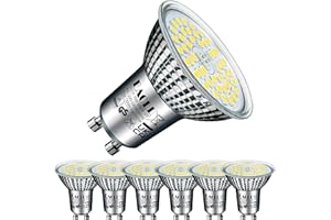 EACLL Bombillas LED GU10 Blanco Frio 6000K 10W Reemplaza 140W Halógena, Pack de 6, Focos Sin Parpadeo AC 230V, 1050 Lúmenes 120 ° Spotlight, Lámpara Reflectora, No Regulable