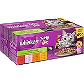 WHISKAS 1+ Katzenfutter nass - ab 1 Jahr - 40x85g Portionsbeutel - Katzennassfutter in Sauce – Hochwertiges Nassfutter für Ka