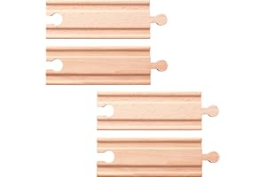 ALLES-MEINE.DE GMBH Set: 8 Stück Holz - Schienen - gerade & kurz - für Eisenbahn/Holzeisenbahn - 12,5 cm - passend für alle Schienen-Systeme & Straßen - z.B. Brio/Heros/E..