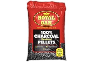 Royal Oak 100% Hartholzkohle-Pellets für echten Grillgeschmack, Grillen und Räuchern, hohe Hitze, wasserbeständig, leicht zu reinigen, 13,6 kg Beutel, schwarz