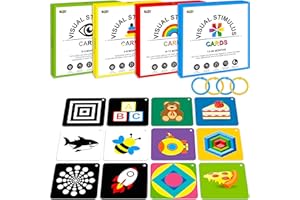 SPRITEGRU 100 PCS 200 Page Black White Colorful 3D Visual Stimulation Baby Flashcard for Newborn Baby Infant Gift (4 Levels 0-36 Months, 5.5” X 5.5”)