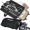 Heavy Duty Motorcycle Tool Roll Bag - Empty Organizer Pouch With Elastic Loops, Pocket MOLLE Webbing for Wrench Kit - MC Bike ATV UTV - Tools NOT Included