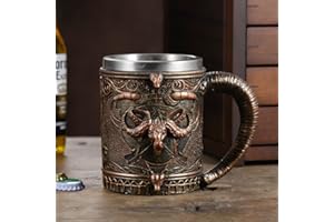 Meyas Chope à Bière en Acier Inoxydable - Tasse à Café Médiévale - Décoration de Bar - Cadeau d'Anniversaire pour Papa - 500 ml