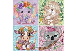 Ainiv 5D Diamond Painting Kit Completo, 4 Pack Cuadros Diamantes, Dibujos con Diamantes Painting para Niños y Adultos Principiantes, Pintura con Diamantes para Manualidades Regalos para Niños y Niñas