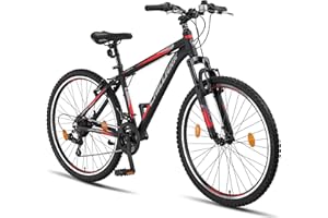 Chillaxx Bicicleta Legend Aluminio 24, 26, 27,5 y 29 Pulgadas,Mountain Bike MTB Bicicletas para niños y niñas Hombres y Mujeres 21 velocidades Cambio de 26 Pulgadas, Negro y Rojo V-Brake