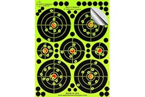 SPLATTERBURST TARGETS 25 Pack - 10,2 cm “Stick & Splatter” Splatterburst Klebend Reaktive Schussziele - Sehen Sie Ihre Schüsse aufbrechen helles fluoreszierendes Gelb beim Aufprall - Ausgezeichnet für alle Schusswaffen, Gewehre, Pistolen, Luftgewehre und Airsoft